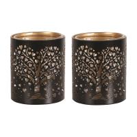 Aroma Black & Gold Heart Tree 2 Tealight & Votive Holder Set Extra Image 1 Preview